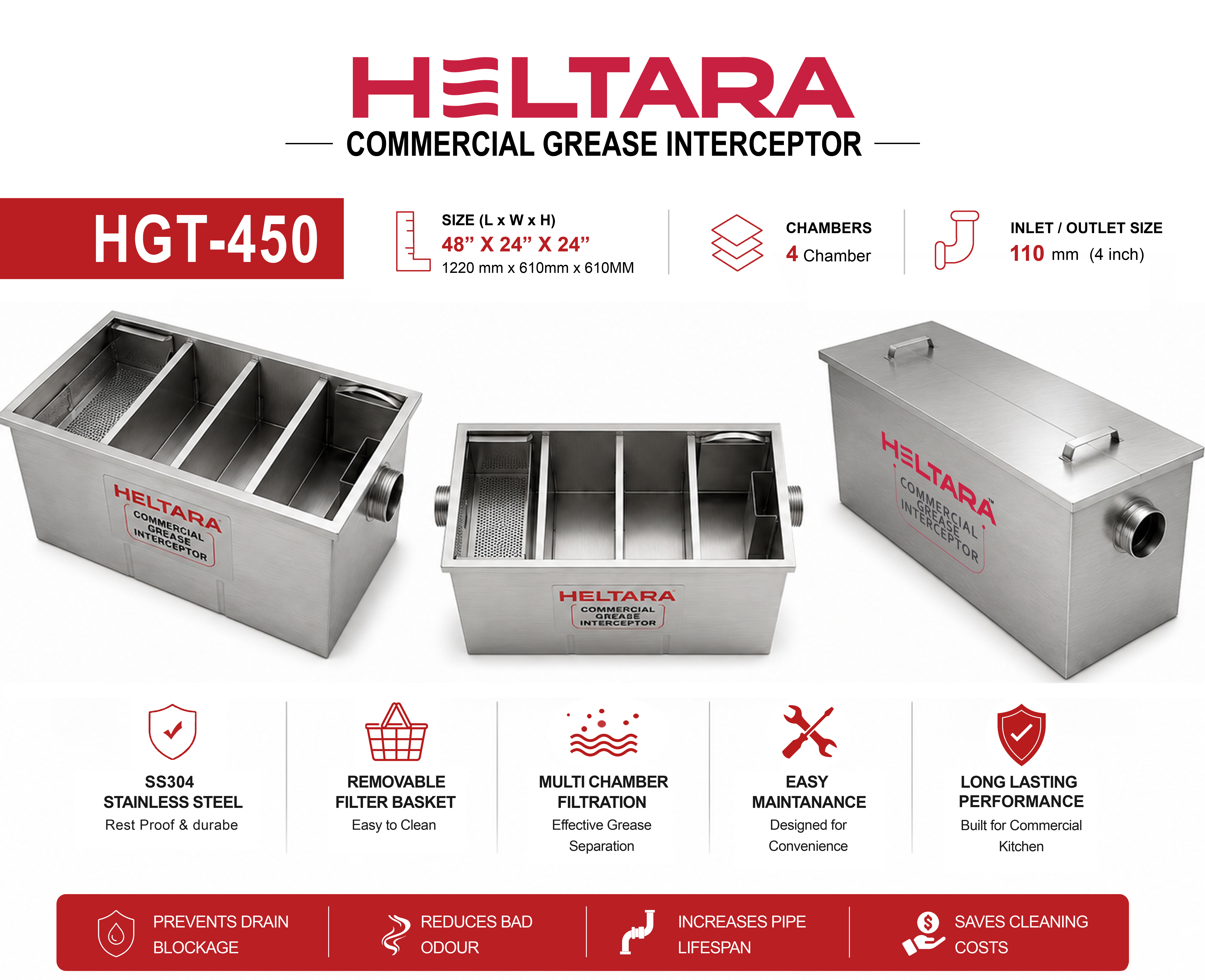  HELTARA HGT-250 Grease Trap